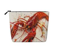 Glutton Shrimps Printed Travel Makeup Bag Imitation Linen Cosmetic Bags Waterproof Cosmetic Case Organizer for Women
