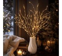 GLUUFLOWER 180 LED Battery-Operated and USB Operated Branch Lights for Vase Filler, Artificial Lighted Willow Branches, Brown Illuminated Twig Branches for Christmas Home Decor and Indoor Decoration