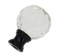 Glveaoui 2pcs Diamond Crystal Lamp Finial Multi-Faceted Lamp Finial Cap Knob Top Finials for Lamps with Black Alloy Base for Lamp Shade Lamp Decoration