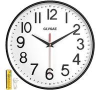 GLVSAE Wall Clock 12 Inch Wall Clocks Battery Operated Non Ticking Large Easy to Read with Stereoscopic Dial Ultra-Quiet Movement Quartz for Office Classroom School Home Living Room Bedroom Kitchen