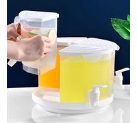 Glvyou 5.2L Drink Dispenser with Tap 4-Grid Plastic Fridge Water 360° Rotatable Beverage Milk Juice Refillable Jug Chiller for Home Outdoor Picnic BBQ Parties