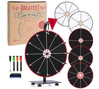 GLWare 12" 5-in-1 Tabletop Prize Wheel - Smooth Spinning Dry Erase Wheel for Game Prizes with 5 Black & White Wheels, Marker Pen & Eraser - Win Fortune Carnival Raffle Games