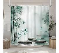 GLWDMB 1 Piece 150x180CM Chinese-Style Ink Misty Stream And Natural Scenery Pattern Printed Shower Curtain With Hook, Polyester Fabric, For Windows And Walls, Bathtub, Bathroom, All Season Universal