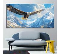 GLWDMB 1 Piece 30x60cm A Flying Eagle Over Snowy Mountains Canvas Painting, Large Wall Art Poster and Prints, Wall Picture for Living Room, Bedroom, Dining Room, Office（without frame）