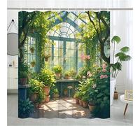 GLWDMB 1 Piece 90x180CM Greenhouse Garden Printed Shower Curtain With Hook, Polyester, for Windows And Walls, Bathtub, Bathroom, Machine Washable, All Season Universal