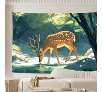 GLWDMB 1 Piece|A Deer in Forest Tapestry, Polyester Wall Hanging, for Bedroom, Office, Dorm, Party Decor, with Installation Package|150x130CM