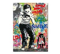 GLWDMB Banksy Artwork Smile Follow Your Dreams Boy Canvas Poster Street Graffiti Art Pictrue Kids Room Home Decor Painting Unframed, 1 Piece