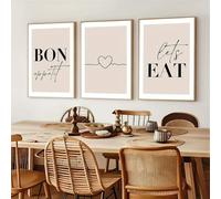 GLWDMB Buon Appetito and Let's Eat' Quotes Wall Painting Set, Canvas Prints and Posters, Wall Pictures for Dinner Room(with inner frame)