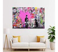 GLWDMB Canvas Painting Mr Brainwash Charlie Chaplin Poster and Wall Art Picture Print Modern Family Bedroom Decor Posters - Unframed, 1 Piece