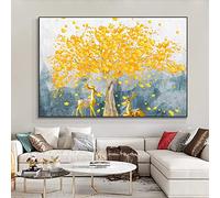 GLWDMB Gold Tree Money Nordic Modern Canvas Painting Posters and Prints Wall Art Pictures for Living Room Home Decor - Unframed, 1 Piece