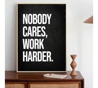 GLWDME 1 Piece 50x70cm Nobody Cares, Work Harder Inspirational Quote Canvas Wall Art, Bedroom Pictures, Posters and Prints, Wall Painting for Living Room（with Inner frame）
