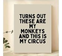 GLWDME 1 Piece 60x80cm These Are My Monkeys, This Is My Circus Retro Canvas Wall Art, Bedroom Pictures, Posters and Prints, Wall Painting for Living Room(with Inner frame)