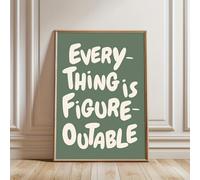GLWDME Minimalist Everything Is Figureoutable Motivational Green Letter Quote Canvas Wall Art, Bedroom Pictures, Posters and Prints, Wall Painting for Living Room(with Inner frame)