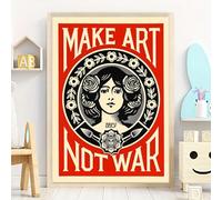 GLWDME Modern Art “Make Art Not War” Inspirational Quote Canvas Wall Art, Bedroom Pictures, Posters and Prints, Wall Painting for Living Room(with Inner frame)