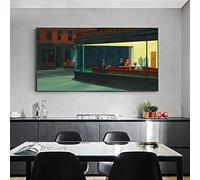 GLWDME Nighthawks by Edward Hopper Famous Paintings on the Wall Canvas Posters and Prints Wall Decor for Living Room Decor - Unframed, 1 Piece