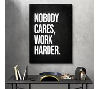 GLWDME Nobody Cares, Work Harder Inspirational Quote Canvas Wall Art, Bedroom Pictures, Posters and Prints, Wall Painting for Living Room(with Inner frame)