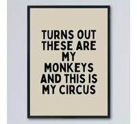 GLWDME These Are My Monkeys, This Is My Circus Retro Canvas Wall Art, Bedroom Pictures, Posters and Prints, Wall Painting for Living Room(with Inner frame)