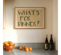 GLWDMH 1 Piece 30x40cm Fun Kitchen What's for Dinner Green Beige Neutral Quote Canvas Paintings, Wall Art Poster and Prints, Wall Picture for Dining Room（without frame）