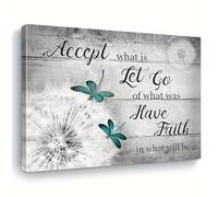 GLWDMH 1 Piece 60x80cm Dandelion with Teal Dragonfly Canvas Paintings, Wall Art Poster and Prints, Wall Picture for Living Room, Bedroom, Dining Room, Office（without frame）