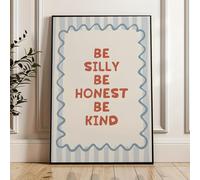 GLWDMH 1 Piece 60x80cm Minimalist Be Silly Be Honest Be Kind Motivational Quote Canvas Paintings, Wall Art Poster and Prints, Wall Picture for Living Room, Bedroom, Dining Room（without frame）