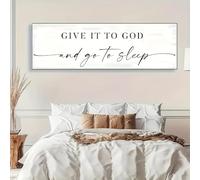 GLWDMH 1 Piece 70x210cm Minimalist Give it to God and Go to Sleep Canvas Paintings, Wall Art Poster and Prints, Wall Picture for Living Room, Bedroom, Dining Room, Office（without frame）