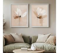GLWDMH 2 Pieces 30x40cm Neutral Minimalist Floral Canvas Paintings, Wall Art Poster and Prints, Wall Picture for Living Room, Bedroom, Dining Room（without frame）