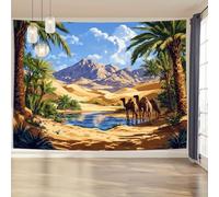 GLWDMH 200x150CM Desert Oasis Tapestry Wall Hanging, Polyester Tapestries, for Bedroom, Office, Dorm, Party Decor, with Installation Package