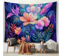 GLWDMH 200x180CM Tropical Floral and Leaf Design Tapestries, Polyester, Tapestry Wall Hanging, for Bedroom, Office, Dorm, Party Decor, with Installation Package