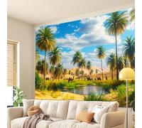 GLWDMH 230x150CM Desert Oasis Tapestry Wall Hanging, Polyester Tapestries, for Bedroom, Office, Dorm, Party Decor, with Installation Package