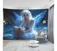 GLWDMH 230x180CM Blue Angel Celestial Tapestry, Background Cloth, Polyester Wall Hanging,for Bedroom, Living Room, Party Decor, with Installation Package