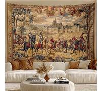 GLWDMH 230x180CM Medieval Knight and Castle Tapestry, Vintage Wall Hanging for Bedroom, Living Room, with Installation Package