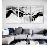 GLWDMH 3 Pieces 30x40cm Black and White Hand of God Canvas Paintings, Wall Art Poster and Prints, Wall Picture for Living Room, Bedroom, Dining Room, Office（without frame）