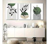 GLWDMH 3 Pieces 50x70cm Green Black Abstract Geometry Canvas Paintings, Wall Art Poster and Prints, Wall Picture for Living Room, Bedroom, Dining Room, Office（without frame）