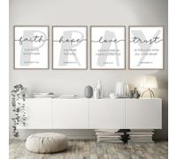 GLWDMH 4 Pieces 40x60cm Minimalist Style Featuring Biblical Psalms Creative Canvas Paintings, Wall Art Poster and Prints, Wall Picture for Living Room, Bedroom, Dining Room, Office（without frame）