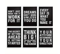 GLWDMH 6 Pieces 20x25cm Blackboard Chalk Writing Design Inspirational Quotes Canvas Paintings, Wall Art Poster and Prints, Wall Picture for Living Room, Bedroom, Dining Room, Office（without frame）