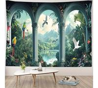 GLWDMH Tropical Paradise Bird Landscape Print Tapestry, Background Cloth,Polyester Wall Hanging, with Installation Package