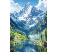 GLXPOG Alps Diamond Art Kits for Adults, DIY 5D Lake Diamond Painting, Full Round Drill Gem Crystal Art Paint by Diamond Kits Perfect for Relaxation and Home Wall Decor 30x40cm