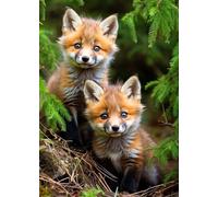 GLXPOG Animal Diamond Painting Kits for Adults, Little Fox 5D DIY Diamond Art Kits for Beginners Round Full Drill Painting with Diamonds Gem Art Crafts for Home Wall Decor Gift 30x40cm