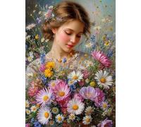 GLXPOG Beautiful Diamond Painting Kits for Adults, Daisy 5D DIY Diamond Art Kits for Beginners Round Full Drill Painting with Diamonds Gem Art Crafts for Home Wall Decor Gift 30x40cm