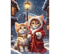 GLXPOG Cats Diamond Painting Kits for Adults, Winter 5D DIY Diamond Art Kits for Beginners Round Full Drill Painting with Diamonds Art Crafts for Home Wall Decor Gift 12x16 in / 30x40cm