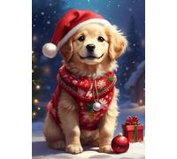 GLXPOG Christmas Diamond Painting Kits for Adults, Dog 5D DIY Diamond Art Kits for Beginners Round Full Drill Painting with Diamonds Art Crafts for Home Wall Decor Gift 12x16 in / 30x40cm