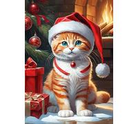 GLXPOG Christmas Diamond Painting Kits for Adults, Kitten 5D DIY Diamond Art Kits for Beginners Round Full Drill Painting with Diamonds Art Crafts for Home Wall Decor Gift 12x16 in / 30x40cm