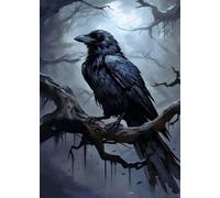 GLXPOG Crow Diamond Art Kits for Adults, DIY 5D Diamond Painting Dark, Full Round Drill Gem Crystal Art Paint by Diamond Kits Perfect for Relaxation and Home Wall Decor 30x40cm