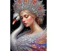 GLXPOG Crystal Diamond Painting Kits for Adults, Swan Lady 5D DIY Diamond Art Kits for Beginners Round Full Drill Painting with Diamonds Gem Art Crafts for Home Wall Decor Gift 30x40cm