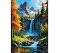 GLXPOG Diamond Painting Kits for Adults, 5D DIY Mountain and Waterfall Landscape Diamond Art Kits for Beginners Round Full Drill Painting with Diamonds Gem Art Crafts for Home Wall Decor Gift 30x40cm