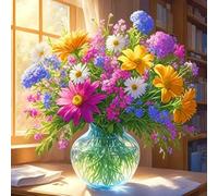 GLXPOG Diamond Painting Kits for Adults Colorful Flowers Diamond Art Flower DIY 5D Full Drill Crystal Painting Rhinestone Embroidery Art Cross Stitch Crafts Home Wall Decor Gifts 30x30cm | 12x12 inch