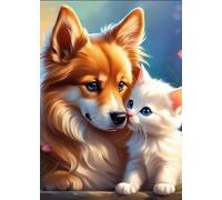 GLXPOG Diamond Painting Kits for Adults Dog Cat Diamond Art Cartoon Animals DIY 5D Full Drill Crystal Painting Rhinestone Embroidery Art Crafts Home Wall Decor Gifts 30x40cm | 12x16 inch