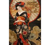GLXPOG Diamond Painting Kits for Adults, Japanese Woman 5D DIY Diamond Art Kits for Beginners Round Full Drill Painting with Diamonds Gem Art Crafts for Home Wall Decor Gift 30x40cm