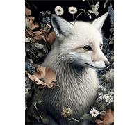 GLXPOG DIY Diamond Painting White Fox Kits for Adults, Diamond Art Fox 5D Full Drill Crystal Painting Rhinestone Embroidery Art Kit Home Wall Decor Gifts 30x40cm | 12x16 inch