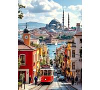 GLXPOG European Landscape Diamond Art Kits for Adults, DIY 5D Tram Diamond Painting, Full Round Drill Gem Crystal Art Paint by Diamond Kits Perfect for Relaxation and Home Wall Decor 30x40cm